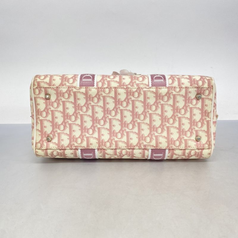 Christian Dior Handbag Trotter Flower PVC Pink White Silver Hardware Women