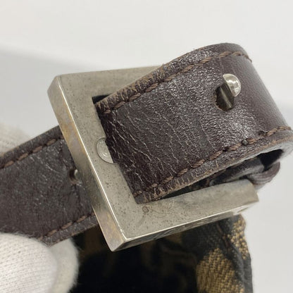 Fendi Handbag Zucca Nylon Canvas Brown Silver Hardware Women