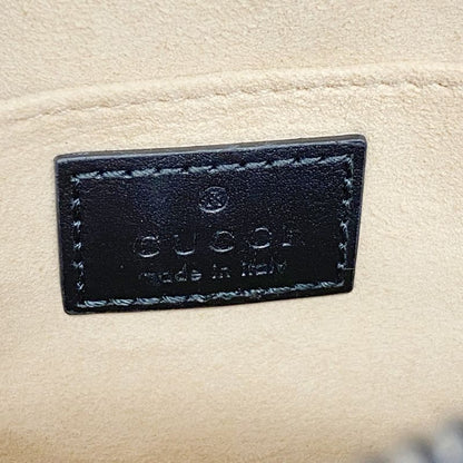Gucci Shoulder Bag Ggmarmont 448065 Leather Black Gold Hardware Women