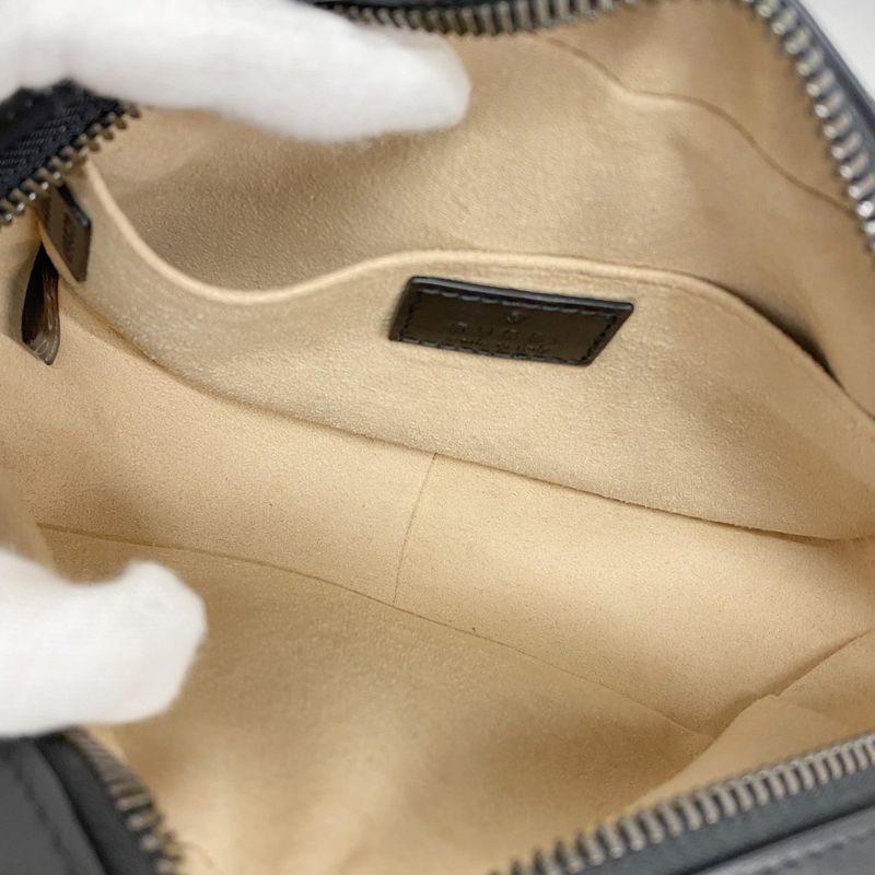 Gucci Shoulder Bag Ggmarmont 448065 Leather Black Gold Hardware Women