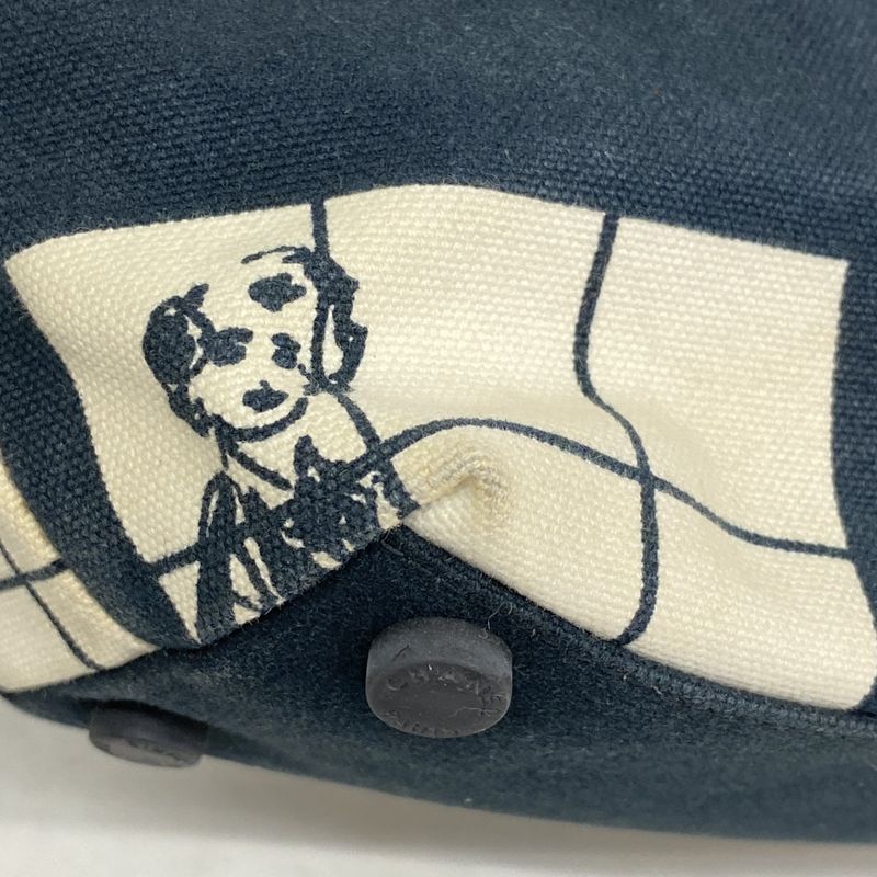 Chanel Tote Bag Windows Canvas Black White Chien Pan Gold Hardware Women's