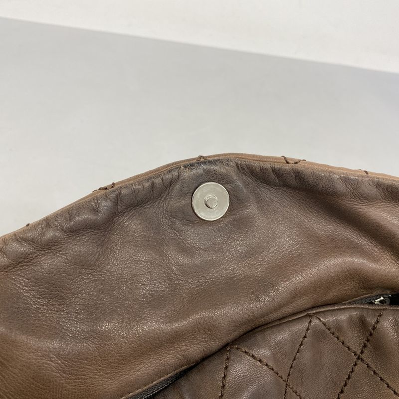 Chanel Shoulder Bag Matelasse Sparkle Leather Brown Silver Hardware Women