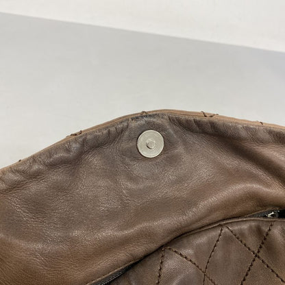 Chanel Shoulder Bag Matelasse Sparkle Leather Brown Silver Hardware Women