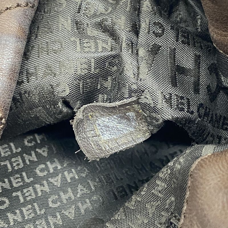 Chanel Shoulder Bag Matelasse Sparkle Leather Brown Silver Hardware Women