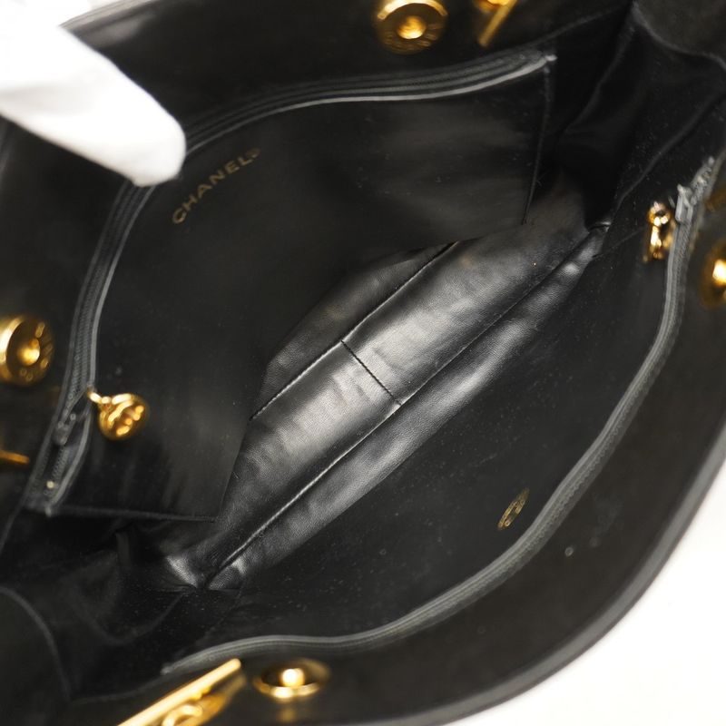 Chanel Tote Bag Lambskin Black Gold Hardware Women