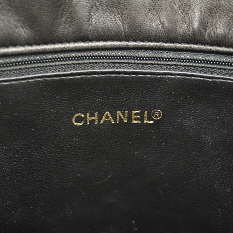 Chanel Tote Bag Lambskin Black Gold Hardware Women