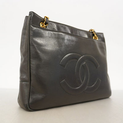 Chanel Tote Bag Lambskin Black Gold Hardware Women