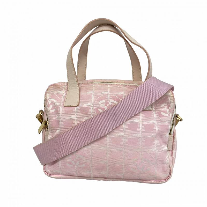 Chanel Handbag New Travel Nylon Pink Silver Chien Pan Gold Hardware 2way Bag