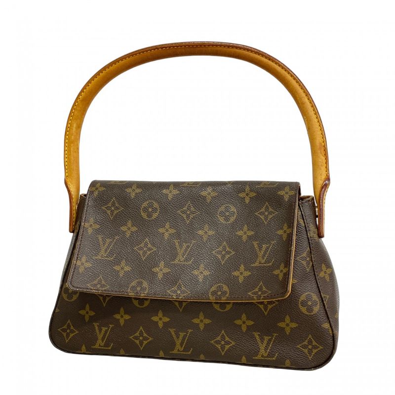 Louis Vuitton Shoulder Bag Monogram Mini Looping M51147 Brown Ladies