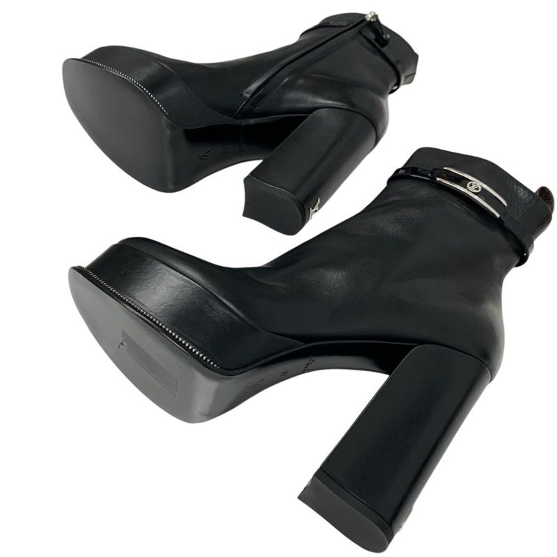 Louis Vuitton Fameline Monogram Boots Short Boots Shoes Leather Patent Black