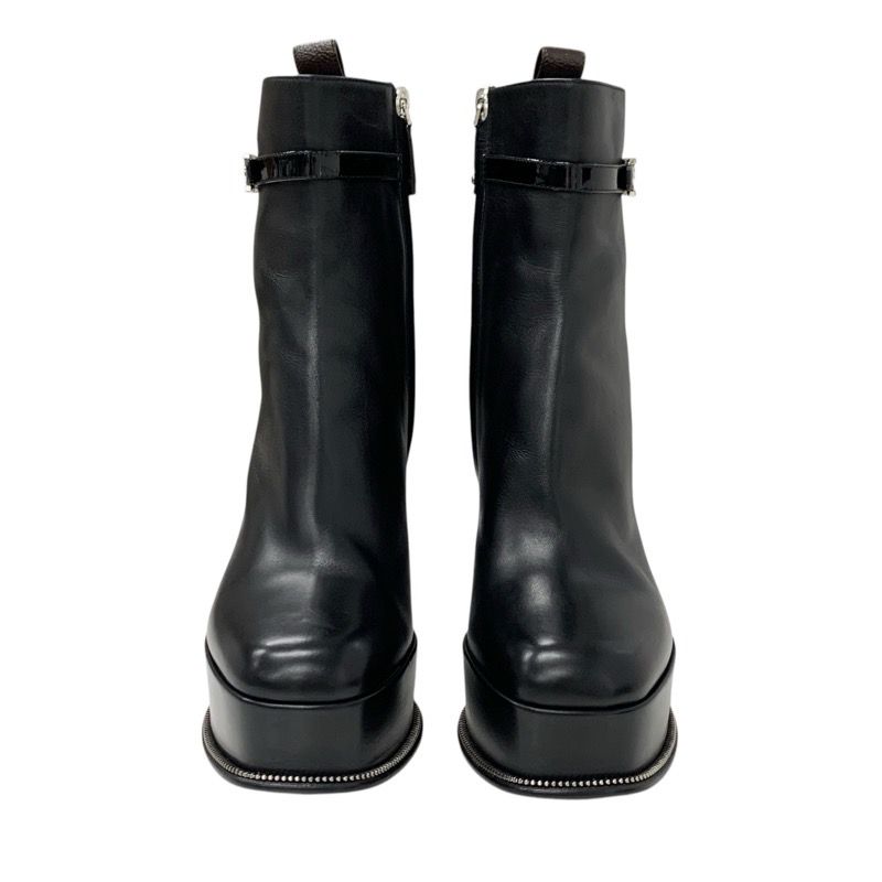 Louis Vuitton Fameline Monogram Boots Short Boots Shoes Leather Patent Black