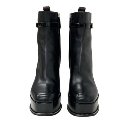 Louis Vuitton Fameline Monogram Boots Short Boots Shoes Leather Patent Black