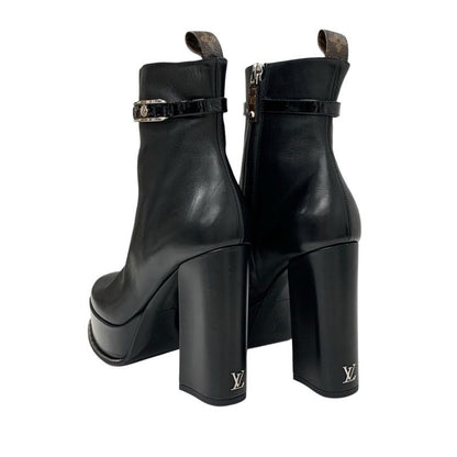 Louis Vuitton Fameline Monogram Boots Short Boots Shoes Leather Patent Black