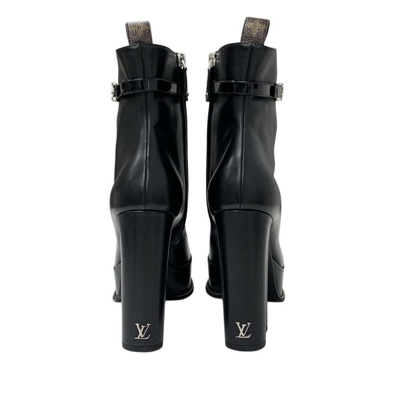 Louis Vuitton Fameline Monogram Boots Short Boots Shoes Leather Patent Black