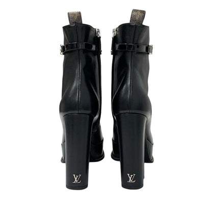 Louis Vuitton Fameline Monogram Boots Short Boots Shoes Leather Patent Black