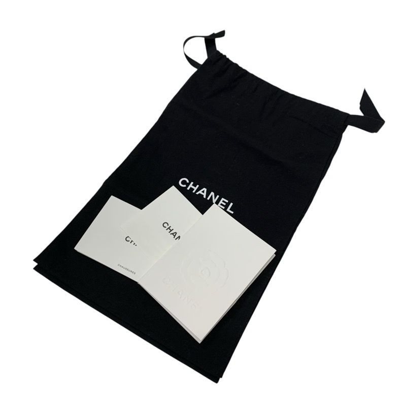 Chanel Sandals Shoes Haraco Mouton Beige Black Gold Coco Mark Chain Strap Flat