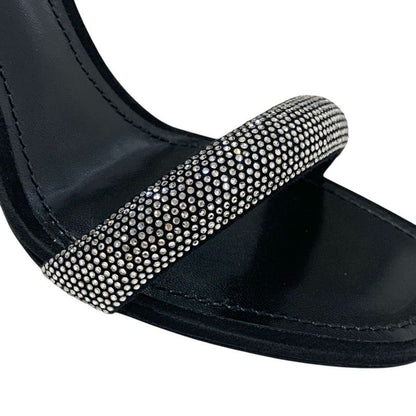 Louis Vuitton Appeal Line Sandals Shoes Satin Black Silver Unused Rhinestone