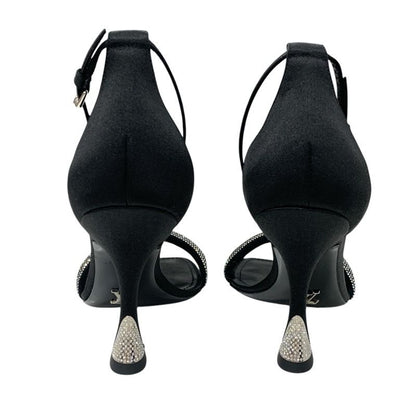 Louis Vuitton Appeal Line Sandals Shoes Satin Black Silver Unused Rhinestone