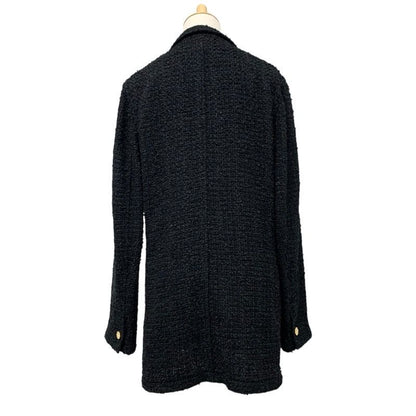 Louis Vuitton Outerwear Black Gold Double Breasted Tweed Leather