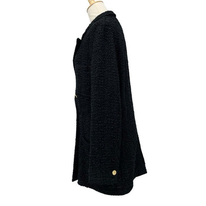 Louis Vuitton Outerwear Black Gold Double Breasted Tweed Leather