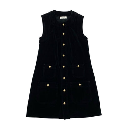 Celine Dress Cotton Black Gold Triomphe Velor
