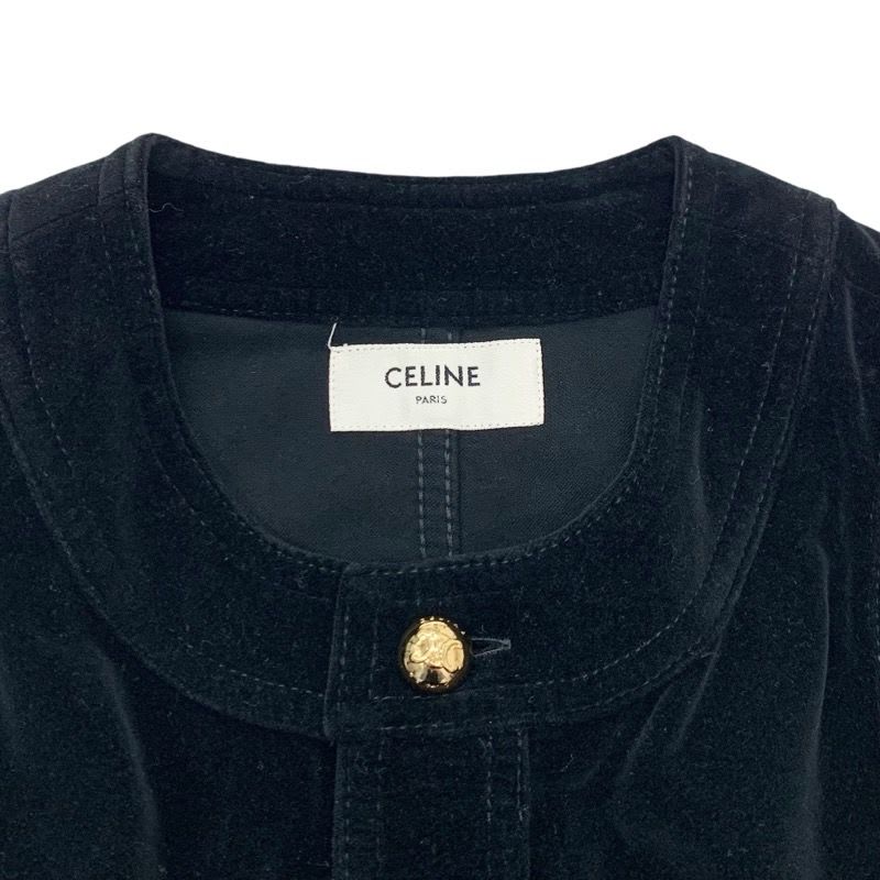 Celine Dress Cotton Black Gold Triomphe Velor