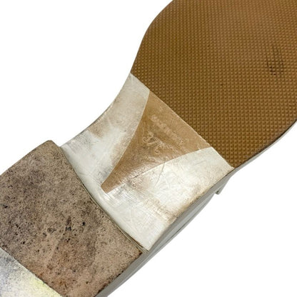 Chanel Loafer Leather Shoes Patent White Gold Logo Here Mark Chain