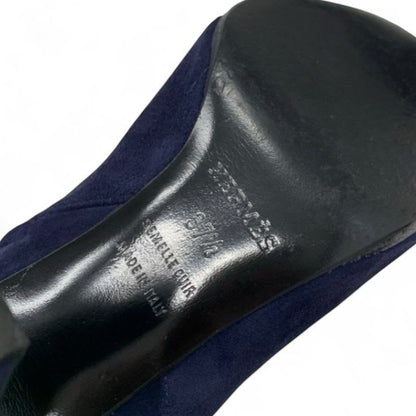 Hermes Boots Short Shoes Suede Navy Silver Kelly Hardware