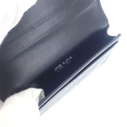 Prada Saffiano Triangle 1 Mc110 qhh f0632 Card Case Black Silver