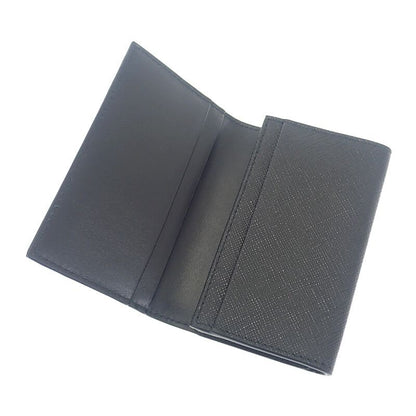 Prada Saffiano Triangle 1 Mc110 qhh f0632 Card Case Black Silver