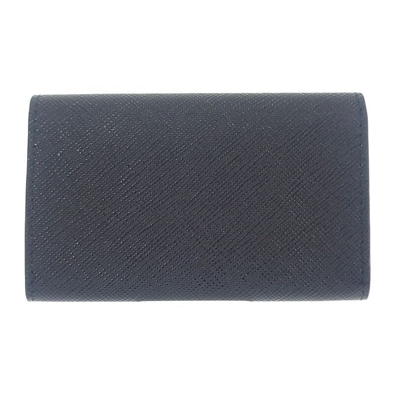 Prada Saffiano Triangle 1 Mc110 qhh f0632 Card Case Black Silver