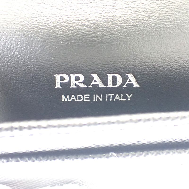 Prada Saffiano Triangle 1 Mc110 qhh f0632 Card Case Black Silver