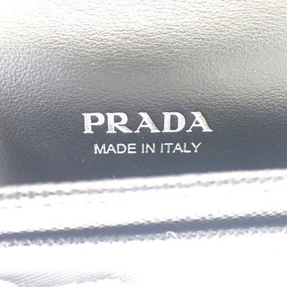 Prada Saffiano Triangle 1 Mc110 qhh f0632 Card Case Black Silver