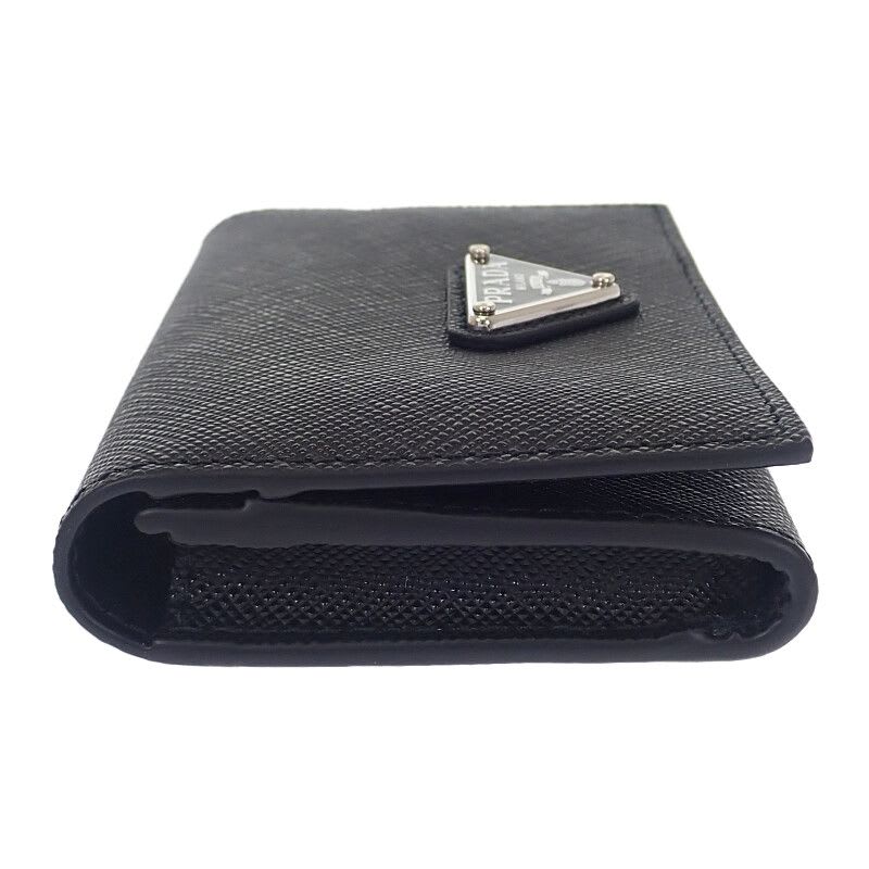 Prada Saffiano Triangle 1 Mc110 qhh f0632 Card Case Black Silver