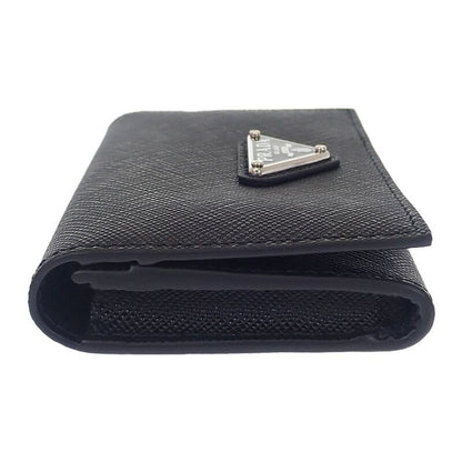 Prada Saffiano Triangle 1 Mc110 qhh f0632 Card Case Black Silver