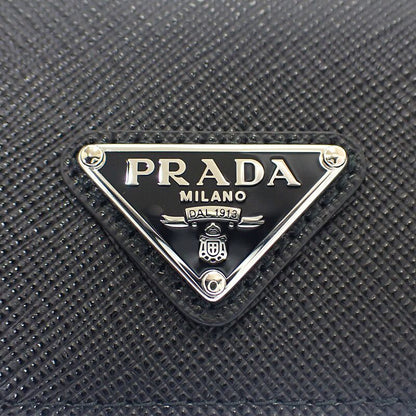 Prada Saffiano Triangle 1 Mc110 qhh f0632 Card Case Black Silver