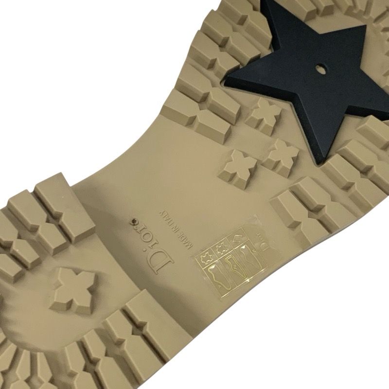 Christian DIOR Boots Long Boots Shoes Leather Beige Unused Mesh Lace-up Medium