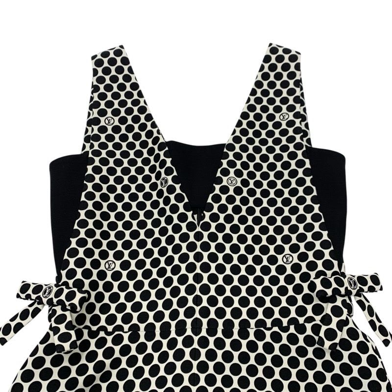 Louis Vuitton Dress Black White Logo Dot Ribbon