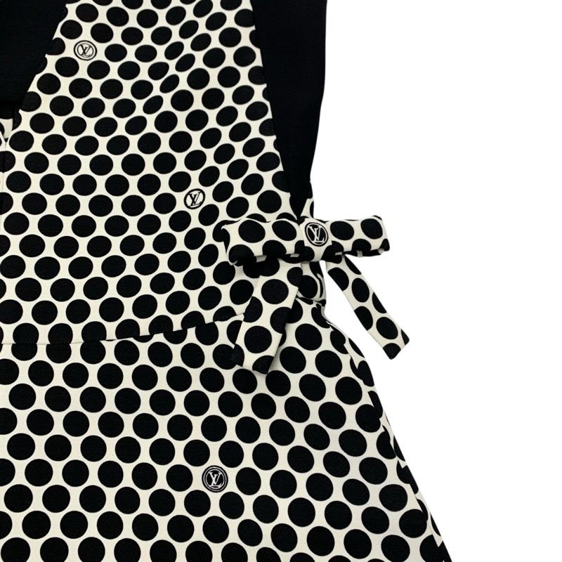 Louis Vuitton Dress Black White Logo Dot Ribbon