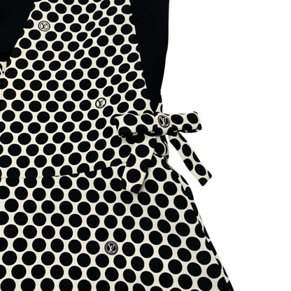 Louis Vuitton Dress Black White Logo Dot Ribbon