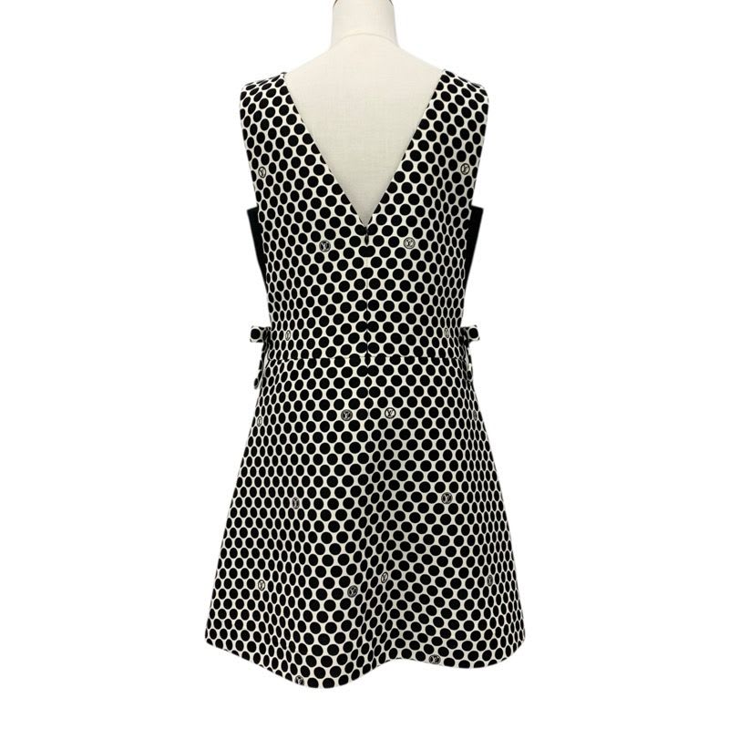 Louis Vuitton Dress Black White Logo Dot Ribbon