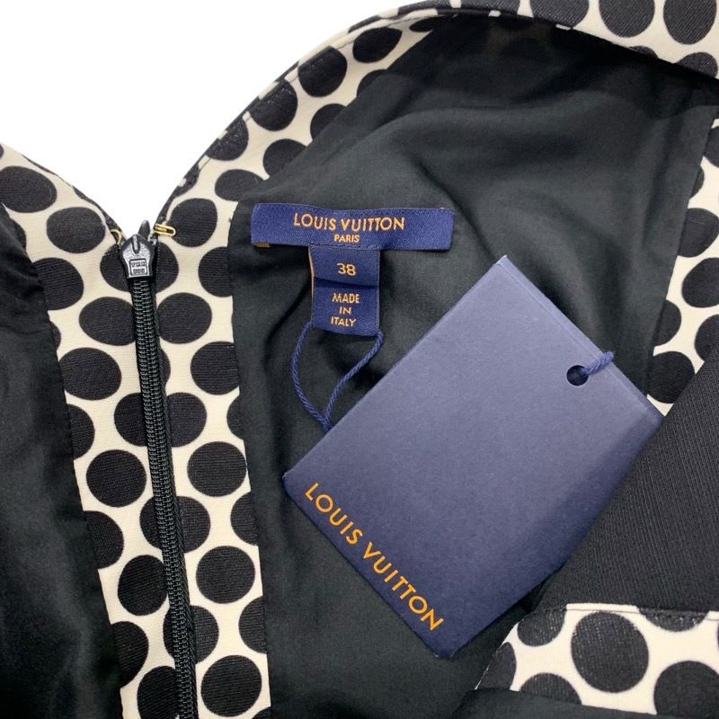 Louis Vuitton Dress Black White Logo Dot Ribbon