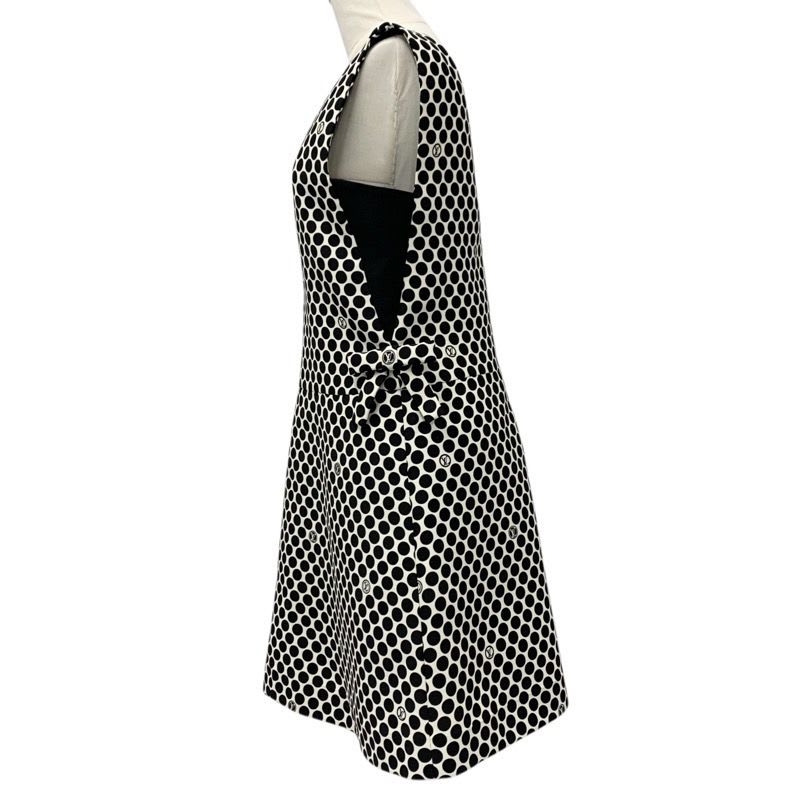 Louis Vuitton Dress Black White Logo Dot Ribbon