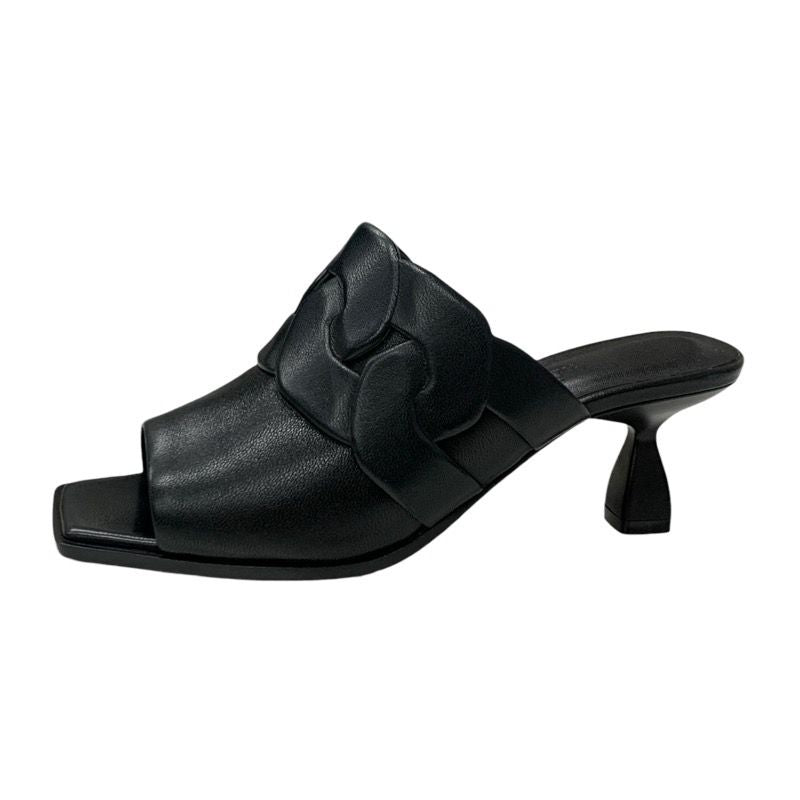 Hermes Hannah 95 Sandals Shoes Leather Black Unused Mules