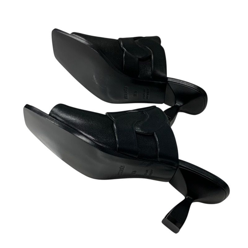 Hermes Hannah 95 Sandals Shoes Leather Black Unused Mules