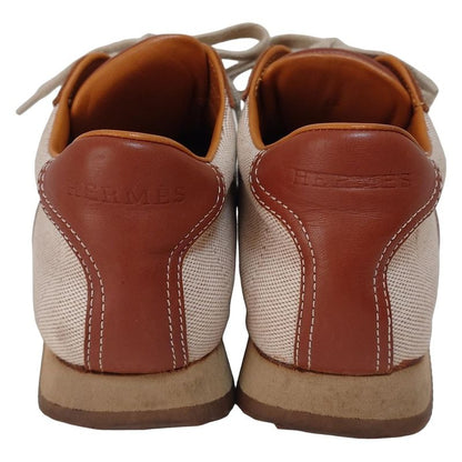 Hermes Sneakers 36 Women's Quick Brown And Beige Leather
