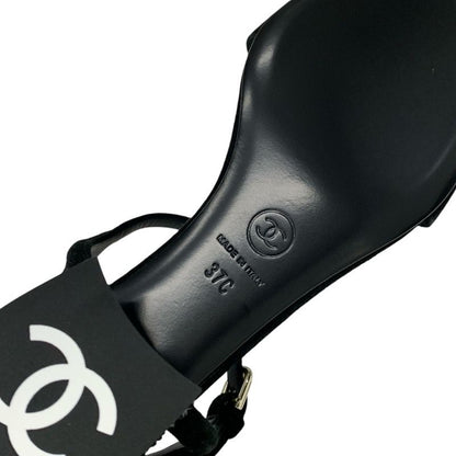 Chanel Sandals Shoes Suede Black Multicolor Black Here Mark Rhinestone Strap