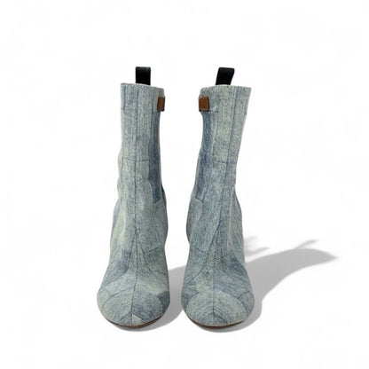 Louis Vuitton Silhouette Line Boots Short Shoes Denim Light Blue Brown