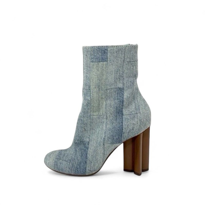 Louis Vuitton Silhouette Line Boots Short Shoes Denim Light Blue Brown