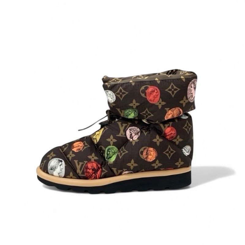 Louis Vuitton Pillow Line Monogram Boots Short Shoes Nylon Brown Multicolo